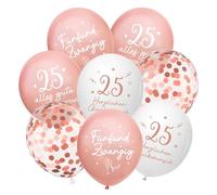 Globos de 25 años de cumpleaños, 24 unidades, decoración para el 25 cumpleaños para niñas y mujeres, 25 globos de feliz cumpleaños, oro rosa 25 cumpleaños decoración de cumpleaños para novia, hija