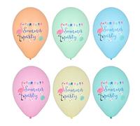 Globos de 29 cm con impresión Summerparty Juego de 6 globos para helio o aire, globos de látex como decoración de fiesta de verano, juego de globos como decoración de habitación, decoración de mesa