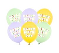 Globos de 30 cm de diámetro, 6 unidades, color amarillo, morado y verde