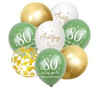 Globos de 80 años de cumpleaños, 30 unidades, decoración para 80 cumpleaños para hombre y mujer, 80 globos de feliz cumpleaños, decoración de cumpleaños 80 de color verde salvia, decoración de