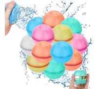 Globos de agua reutilizables, 12 unidades, bolas magnéticas de silicona de llenado rápido, autosellables, juguetes de lucha de agua de verano para niños y adultos (12)