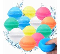 Globos de Agua Reutilizables 12PCS Bolas de Agua Autocierre No Magnética Más Seguros Prueba de Fugas Globos de Agua llenado Rapido en un Segundo Juguetes de Agua con Bolsa de Malla para Niños Adultos