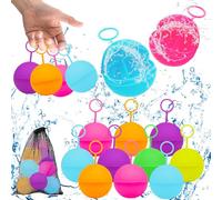 Globos de Agua Reutilizables, 12Piezas Globos de Agua Reutilizables Magnéticos, Bolas de Agua Recargables, Globos de Agua Llenado Rapido Silicona, Bolas Bombas de Agua de Llenado Rápido para Piscina