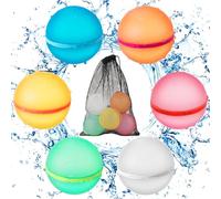 Globos De Agua Reutilizables, 6 Globos De Bomba De Agua con Cierre Automático y Llenado Rápido y 1 Bolsa De Malla, Juegos Acuáticos Al Aire Libre Para Niños y Adultos Para Peleas Acuáticas