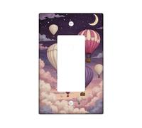 Globos de aire caliente, cubierta de interruptor de luz basculante individual, diseño de nubes de luna de ensueño, de plástico, tamaño estándar, para dormitorio, baño, cocina, entrada, decoración