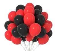Globos de aire de 12 pulgadas/30 cm, color negro y rojo, globos de látex para fiestas y celebraciones, 50 unidades
