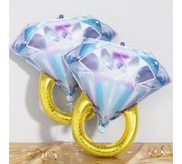 Globos de aluminio con anillo de diamante, 2 unidades, globos de anillo de compromiso de Mylar para compromiso, despedida de soltera, despedida de soltera, propuesta de boda, boda, aniversario, recién