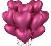 Globos de aluminio con forma de corazón de padrino de 18 pulgadas, globos de helio reutilizables para despedida de soltera, baby shower, boda, aniversario, fiesta de cumpleaños (rosa, paquete de 10)