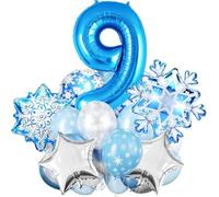 Globos de Aluminio de Copo de Nieve, Globo Numero 9 Cumpleaños, Globos Copo de Nieve, Globo de Nieves, Globoss Foil Copos de Nieves, Globoes Temáticos de Invierno, Globoss Cumpleaños Niña