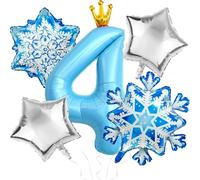 Globos de Aluminio de Copo de Nieve, Globos Copos de Nieve, Globo Numero 4 Cumpleaños, Globo Foil Copo de Nieves, Globoes de Nieves, Globoes Numero 4, Globoss Temáticos de Invierno