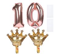 Globos de Aluminio Números y Coronas Color Oro Rosa, Decoración para Fiesta de Cumpleaños, Set de 6 Piezas - Material Resistente, Brillantes y Reutilizables, Ideal para