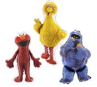 Globos de aluminio Toyland® de Barrio Sésamo (paquete de 3): 1 Big Bird (99 cm), 1 Elmo (94 cm) y 1 Cookie Monster (89 cm) - Decoraciones para fiestas infantiles