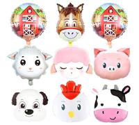 Globos de Animales de Granja - 9 Piezas Gigantes de Aluminio para Decoración de Cumpleaños y Fiestas Temáticas