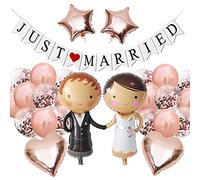 Globos de boda Just Married Decoración, decoración de boda, oro rosa, globos para recién casados, globos de papel de aluminio, novio