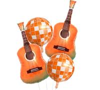 Globos de bola de discoteca de guitarra, naranja y blanco, verde, The Life of a Party Girl Globos in My Music Era Show Retro Music Note Singer Theme Girl Decor Happy Birthday Party Decoraciones para