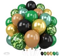 Globos de camuflaje verde y marrón, 30 unidades de 12 pulgadas, camuflaje, marrón, verde oscuro, negro, metálico, dorado, plateado, para decoraciones de fiesta, fiesta de cumpleaños, caza, camping