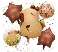 Globos de Capibara Cumpleaños, Globo de Decoración de Cumpleaños de Capybara, Bonitos Globos de Capibara, Tema de Anime, globos de papel de Aluminio para Fiestas Infantiles,5 Piezas
