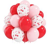 Globos de cereza, globos rojos y rosados de 12 pulgadas, globo de cereza en la parte superior, globo pastel rosa bebé rojo mate helio látex fiesta globo para niñas mujeres cumpleaños novia baby shower