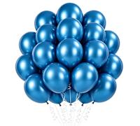 Globos de color azul metálico, 100 unidades de globos azules, globos de látex de 10 pulgadas, globos azules, globos para decoración de fiestas, cumpleaños, bodas, festivales, aniversarios, decoración