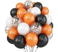 Globos de color naranja y negro, 60 unidades, globos de 12 pulgadas, color naranja, negro y blanco, con confeti, látex, globos de helio, decoraciones para niños, fiestas de cumpleaños, Halloween