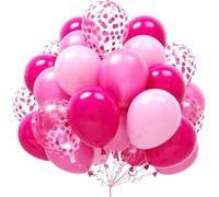 Globos de color rosa caliente, 60 unidades de 30,5 cm, globos de color rosa oscuro con globo de confeti para el día de San Valentín, cumpleaños, bodas, decoración de fiestas de compromiso