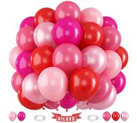 Globos de color rosa y rojo, 60 unidades, 30,5 cm, fucsia, rosa caliente, rojo, juego de globos neón, rosa, magenta, rosa, fiesta de cumpleaños, decoración para niñas, fresa, baya, compromiso, boda,