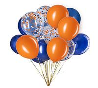 Globos de confeti azul marino y Naranja 12 Pulgadas Naranja y azul marino Globos de Látex Decorativa 50 Piezas para Decoración de Fiesta Festival Compromiso Boda Cumpleaños