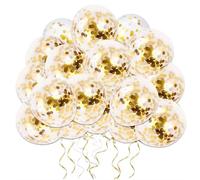 Globos de Confeti Oro, 50 piezas 12 pulgadas Globos de Fiesta de Látex con Confeti de Papel Dorado para Decoraciones de Bodas de Cumpleaños