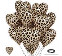 Globos de corazón con estampado de leopardo, 12 globos de aluminio con estampado de guepardo de 18 pulgadas, globo de helio en forma de corazón para zoológico salvaje, selva, safari, cumpleaños