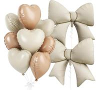 Globos de Corazón Crema Beige (18 & 38 Pulgadas) Helio, Paquete de 10 Piezas, Decoración Ideal para Cumpleaños, San Valentín, Compromiso, Baby Shower y Despedida de Soltera