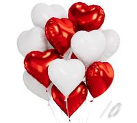 Globos de Corazón Rojo y Blanco, 18 Pulgadas de Aluminio para Helio - Decoración de San Valentín, Boda, Fiesta de Cumpleaños