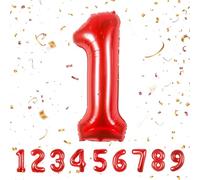 Globos de Cumpleãnos 1 Rojo,101 CM Globo Numeros Gigantes Grandes Decoracion,Globo Numero 1,Globos Niño Niña Adultos,Vuelan con Helio