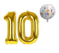 Globos de Cumpleãnos 10 • XXL Set Globo Gigante - 101 CM + 45cm Globo + 5M Cinta Deco • Globo 10 años • Helio apto • Globo Numero 10 • Reutilizable • Decoracion 10 Cumpleaños • Globos Numeros Gigantes