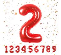 Globos de Cumpleãnos 2 Rojo,101 CM Globo Numeros Gigantes Grandes Decoracion,Globo Numero 2,Globos Niño Niña Adultos,Vuelan con Helio