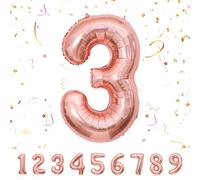 Globos de Cumpleãnos 3 Oro_rosa,101 CM Globo Numeros Gigantes Grandes Decoracion,Globo Numero 3,Globos Niño Niña Adultos,Vuelan con Helio…