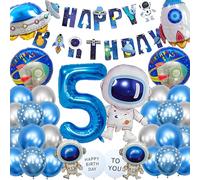 Globos de Cumpleaños 5 Años, Espacio Astronautas Balones de Festa Aniversario 5, Happy Birthday Bandera & XXL Globos de Cumpleaños Numeros Astronauta Decoracion (A1 astronauta)