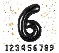 Globos de Cumpleãnos 6 Negro,101 CM Globo Numeros Gigantes Grandes Decoracion,Globo Numero 6,Globos Niño Niña Adultos,Vuelan con Helio