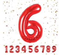 Globos de Cumpleãnos 6 Rojo,101 CM Globo Numeros Gigantes Grandes Decoracion,Globo Numero 6,Globos Niño Niña Adultos,Vuelan con Helio…