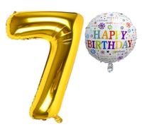Globos de Cumpleãnos 7 • XXL Set Globo Gigante - 101 CM + 45cm Globo + 5M Cinta Deco • Globo 7 años • Helio apto • Globo Numero 7 • Reutilizable • Decoracion 7 Cumpleaños • Globos Numeros Gigantes