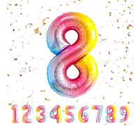Globos de Cumpleãnos 8 Arcoiris,101 CM Globo Numeros Gigantes Grandes Decoracion,Globo Numero 8 Globos Niño Niña Adultos,Vuelan con Helio…