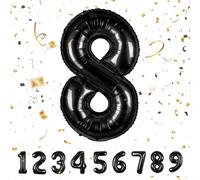 Globos de Cumpleãnos 8 Negro,101 CM Globo Numeros Gigantes Grandes Decoracion,Globo Numero 8 Globos Niño Niña Adultos,Vuelan con Helio…