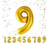 Globos de Cumpleãnos 9 Dorado,101 CM Globo Numeros Gigantes Grandes Decoracion,Globo Numero 9,Globos Niño Niña Adultos,Vuelan con Helio…