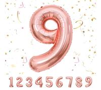 Globos de Cumpleãnos 9 Oro_rosa,101 CM Globo Numeros Gigantes Grandes Decoracion,Globo Numero 9,Globos Niño Niña Adultos,Vuelan con Helio…