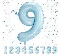 Globos de Cumpleãnos 9 Pastel Azul,101 CM Globo Numeros Gigantes Grandes Decoracion,Globo Numero 9,Globos Niño Niña Adultos,Vuelan con Helio