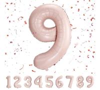 Globos de Cumpleãnos 9 Pastel Rosa,101 CM Globo Numeros Gigantes Grandes Decoracion,Globo Numero 9,Globos Niño Niña Adultos,Vuelan con Helio