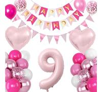 Globos De Cumpleaños con números del 1 al 10 para cumpleaños - Decoraciones navideñas rosas - Ideas para regalos y fiestas (9)