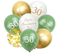 Globos de cumpleaños de 30 años, 32 Stück decoración 30 años de cumpleaños para hombre mujer, feliz cumpleaños 30. Globos, Francés Retro Verdes Salvia Confeti Oro Blanco Globo Decoración con Cinta