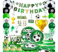 Globos de cumpleaños de fútbol, decoraciones para fiestas de fútbol, juego de vajilla para fiestas, globos de cumpleaños de fútbol, etc., 113 piezas nuevo
