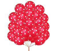 Globos de cumpleaños de lunares, globos de fiesta de 12 pulgadas, globos coloridos y brillantes, globos de cumpleaños para niños, globos con estampado de polkadot rojo, paquete de 30