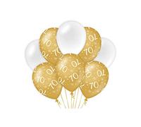 Globos de cumpleaños dorado/blanco - 70, Pack of 8
